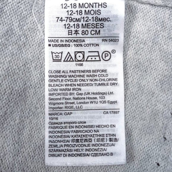 Baby Gap Light Gray Short/Cropped Knit Cardigan 12-18M - Picture 4 of 4